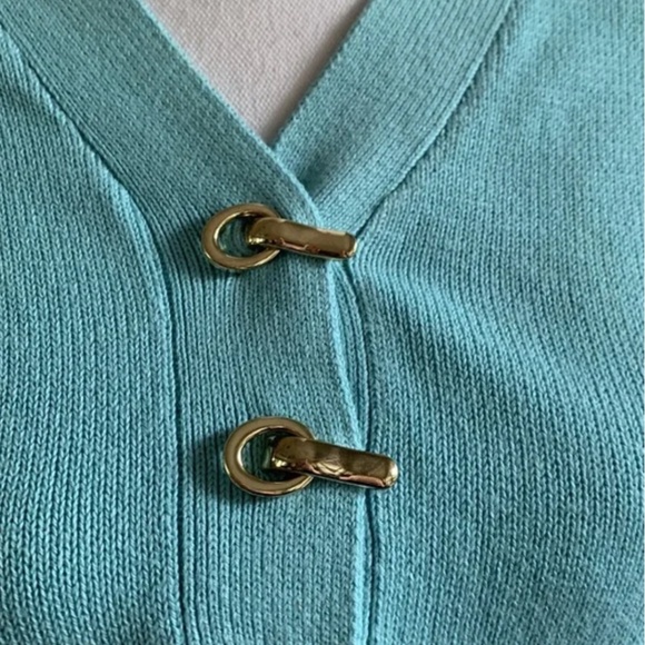 CHARTER CLUB DUCK EGG BLUE TURQUOISE COTTON BLEND V NECK SWEATER WOMENS S - Picture 5 of 8